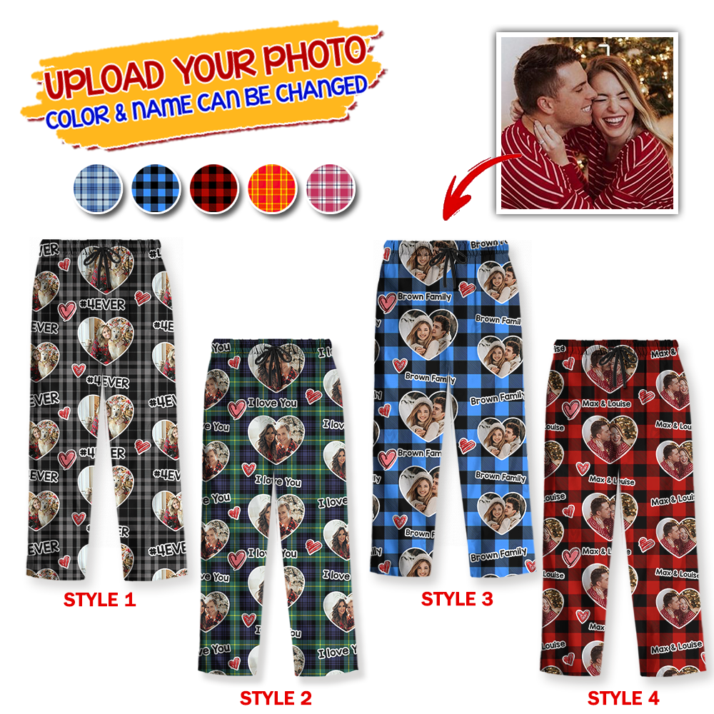 Our Family Custom Face Pajamas Set Color Pattern - Personalized Photo Christmas Pajamas