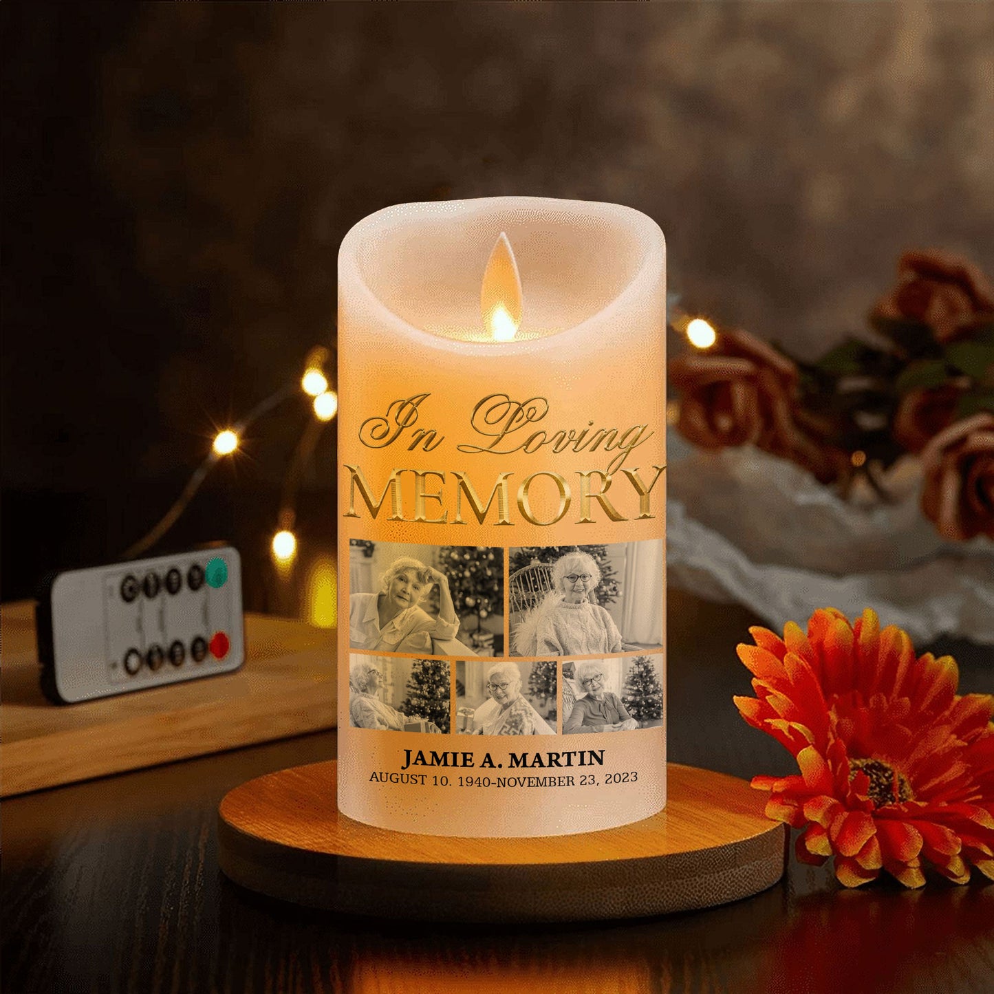 In Loving Memorial Custom Photo Memorial - Personalized Flameless LED Candle