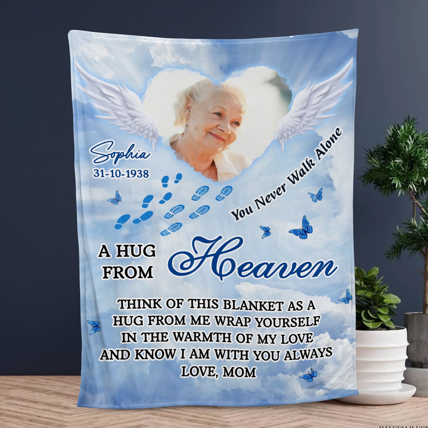 Never Walk Alone In Loving Memories Blanket Memorial - Remembrance Gift - Memorial Personalized Custom Blanket - Christmas Gift, Sympathy Gift