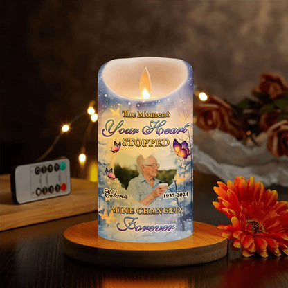 Moment Your Heart Stopped Memorial Candle - Personalized Flameless LED Candle