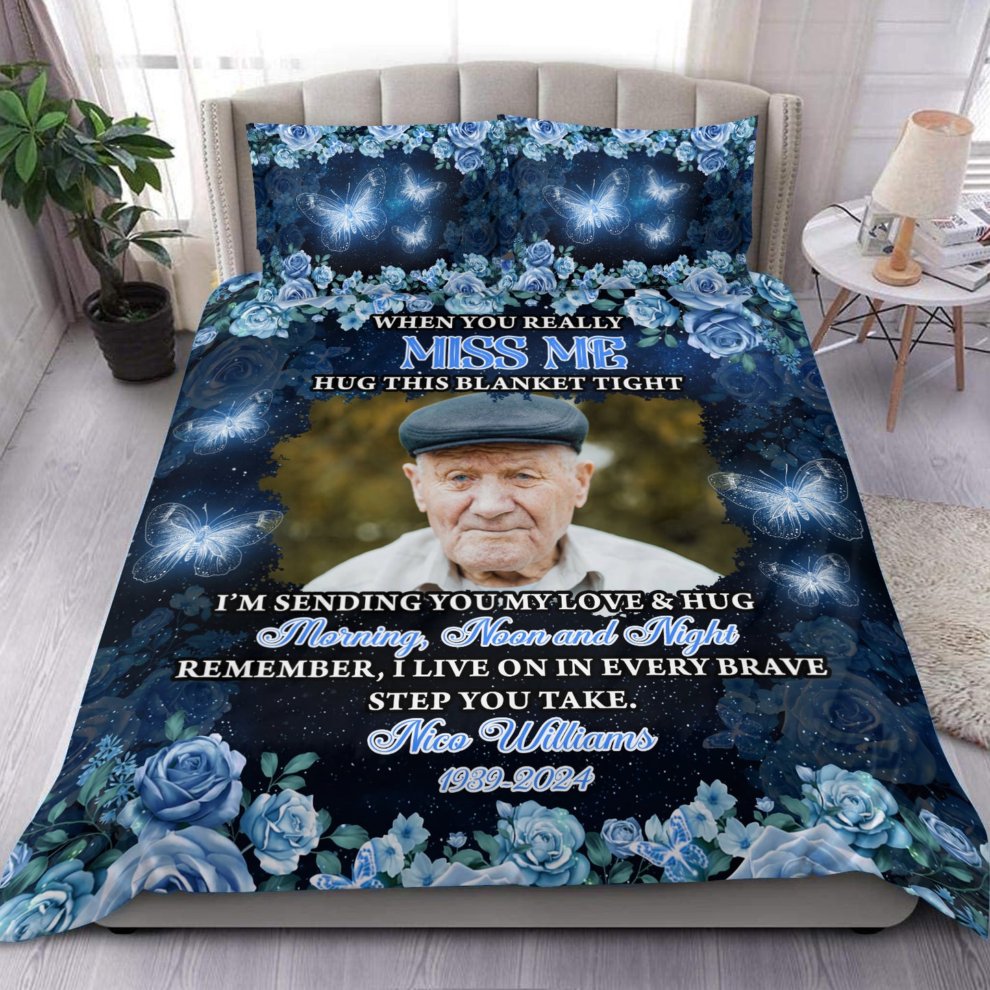 I Am Sending You My Love And Hug You Day and Night - Memorial Personalized Custom Bedding Set - Christmas Gift, Sympathy Gift