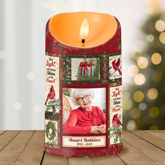 Your Light Will Always Shine Memorial Candle - Personalized Flameless LED Candle