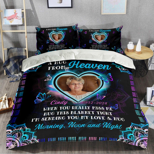 A Hug From Heaven Cross Bedding Set - Memorial Personalized Custom Bedding Set - Christmas Gift, Sympathy Gift