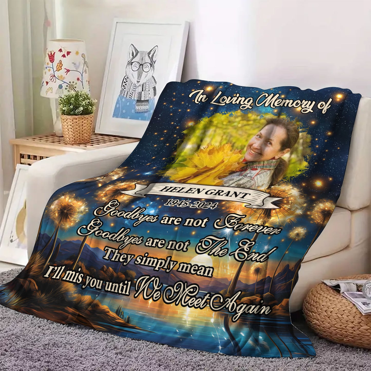 Goodbyes Are Not Forever Personalized Memorial  - Remembrance Gift - Memorial Personalized Custom Blanket - Christmas Gift, Sympathy Gift