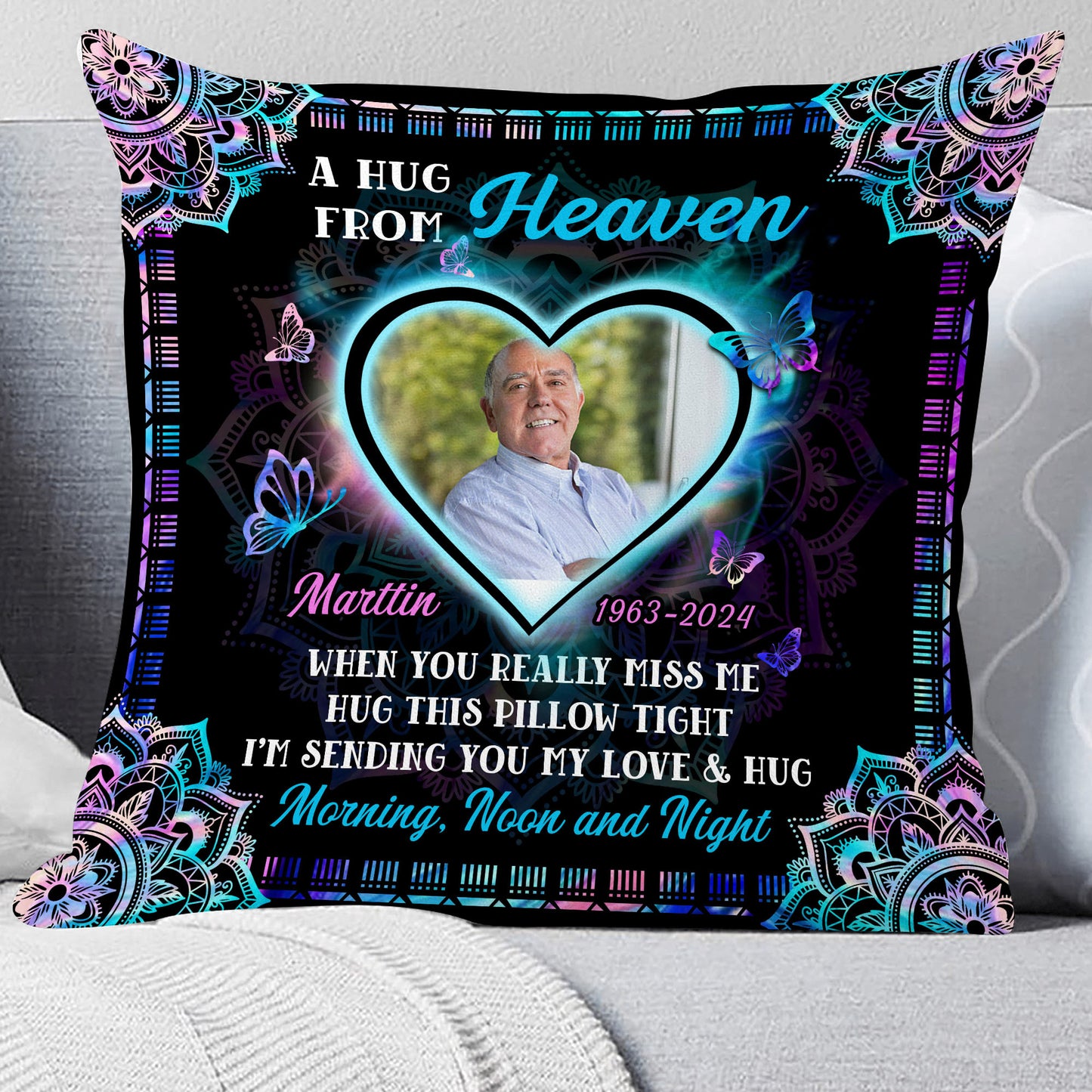 A Hug From Heaven Custom Memorial Pillow - Personalized Custom Throw Pillow