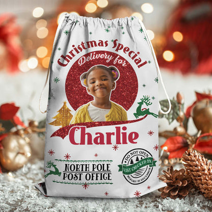 Giltter Christmas Bag Custom Photo - Christmas Family Gift - Personalized Christmas Sack - Custom Christmas Bag