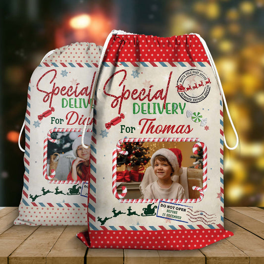 Special Delivery For - Christmas Family Gift - Personalized Christmas Sack - Custom Christmas Bag