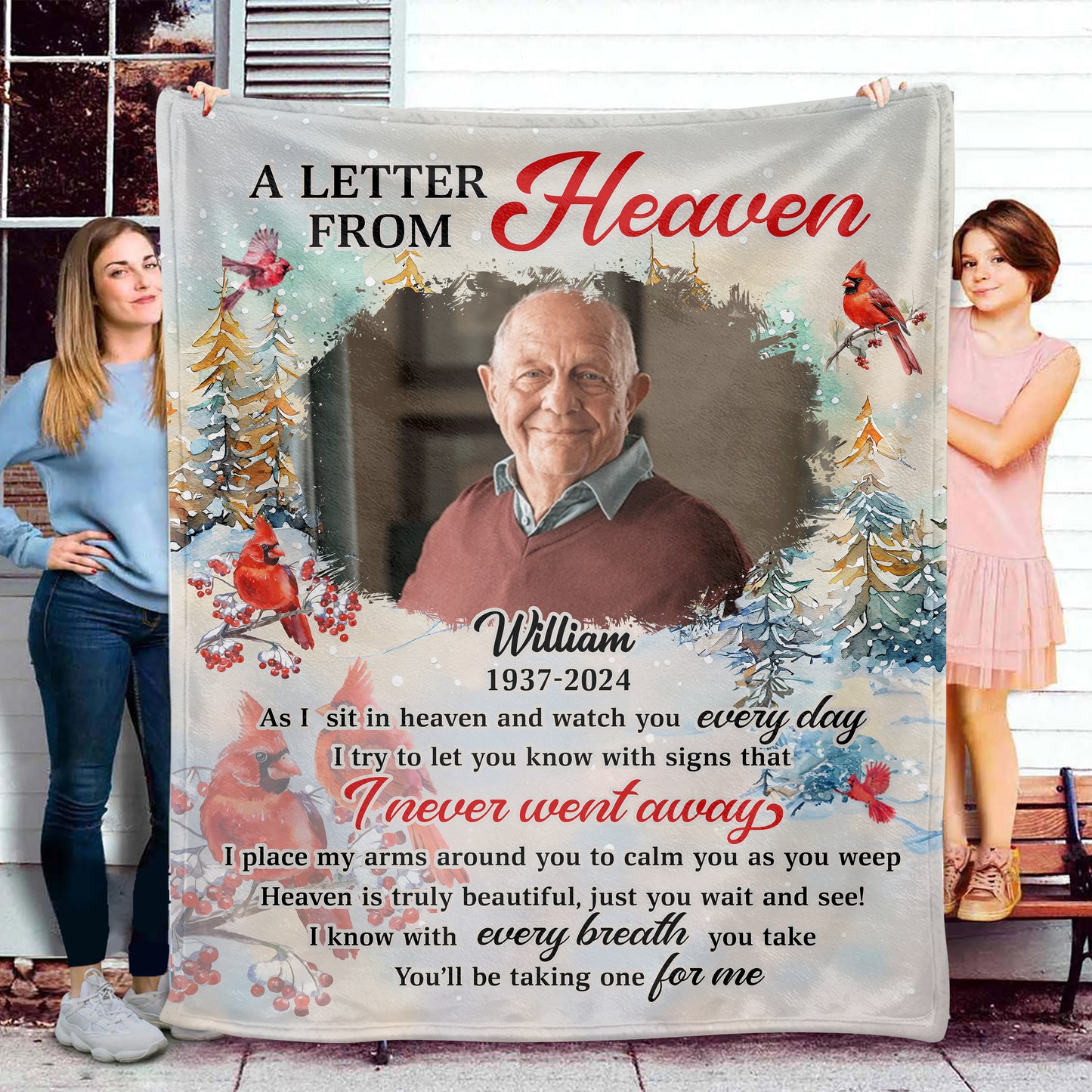 Custom Photo This Is A Hug From Heaven Snow Personalized Memorial  - Remembrance Gift - Memorial Personalized Custom Blanket - Christmas Gift, Sympathy Gift