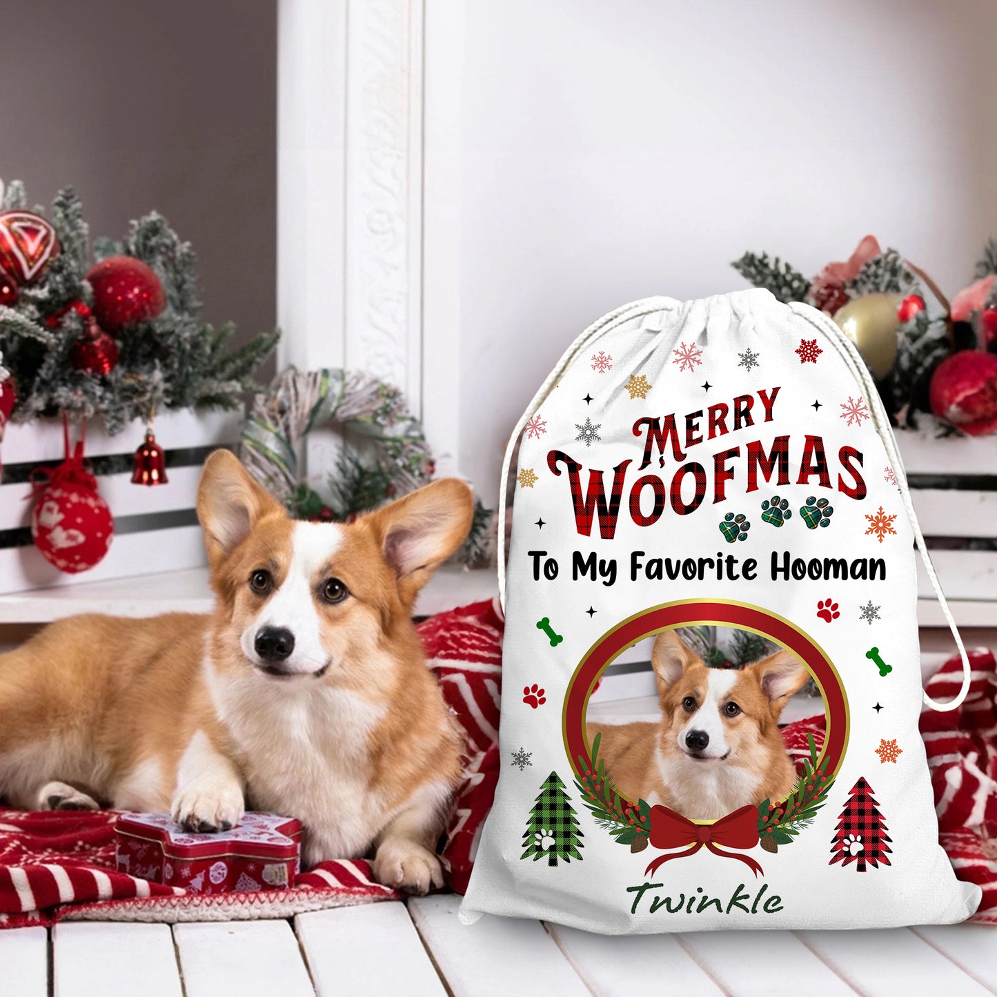 Christmas Bag To My Favorite Human - Christmas Gift For Dog Lovers Cat Lovers - Personalized Christmas Sack - Custom Christmas Bag