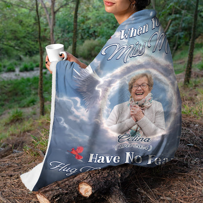 Hug This Blanket I am Here - Memorial Personalized Custom Blanket - Christmas Gift, Sympathy Gift