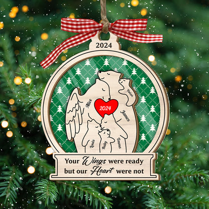 Bear Family Wooden Remembrance Ornament - Memorial Ornament - 2 Layer Wood Pet Carving Ornament - Custom Bear Family Ornament