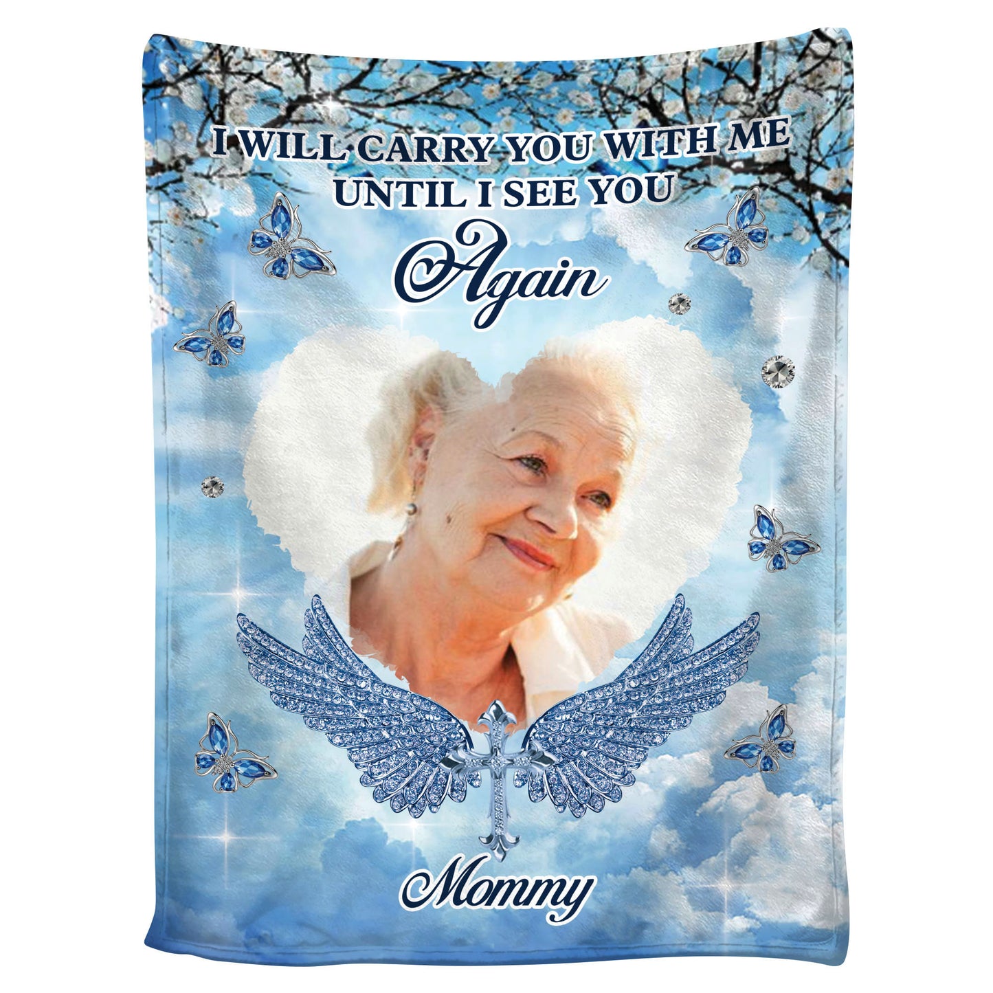 A Hug From Heaven Winter  In Loving Memory Remembrance Gift - Memorial Personalized Custom Blanket - Christmas Gift, Sympathy Gift