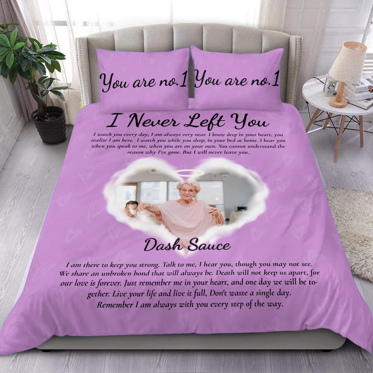 Never Left You Bedding Set - Memorial Personalized Custom Bedding Set - Christmas Gift, Sympathy Gift