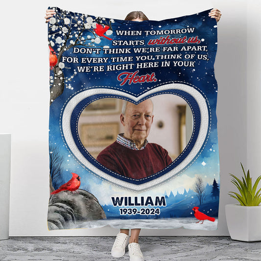 Cardinal A hug From Heaven - Memorial Personalized Custom Blanket - Christmas Gift, Sympathy Gift