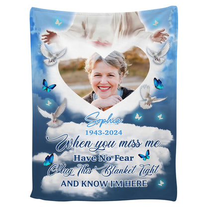 God Hand When You Really Miss Me Hug This Blanket Love From Heaven Memorial Blanket - Remembrance Gift - Memorial Personalized Custom Blanket - Christmas Gift, Sympathy Gift