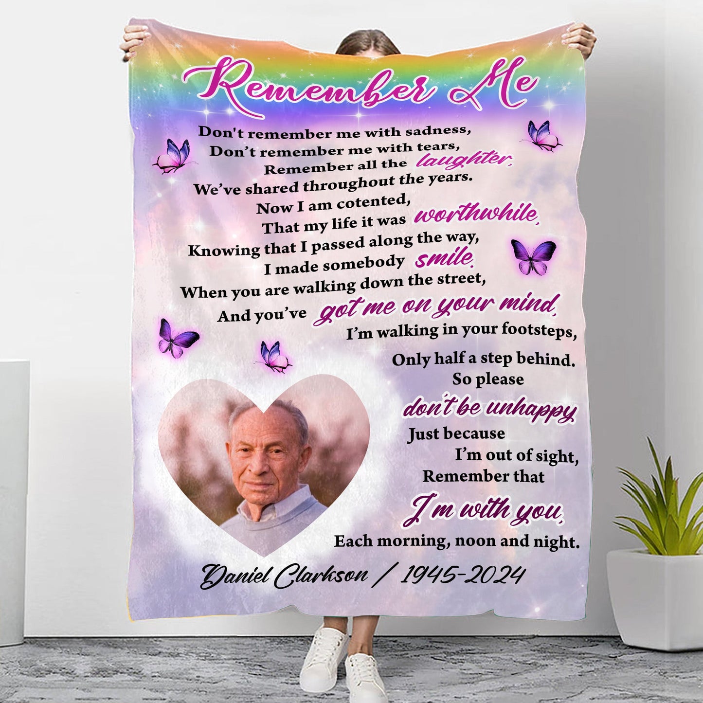 Remember Me Custom Memorial - Personalize, Blanket, Memorial Gift - Memorial Personalized Custom Blanket - Christmas Gift, Sympathy Gift