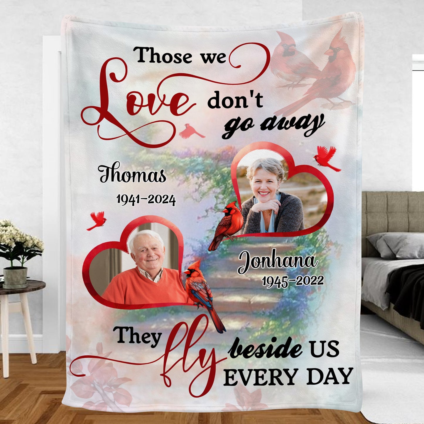 Those we love don't go away - Memorial Personalized Custom Blanket - Christmas Gift, Sympathy Gift