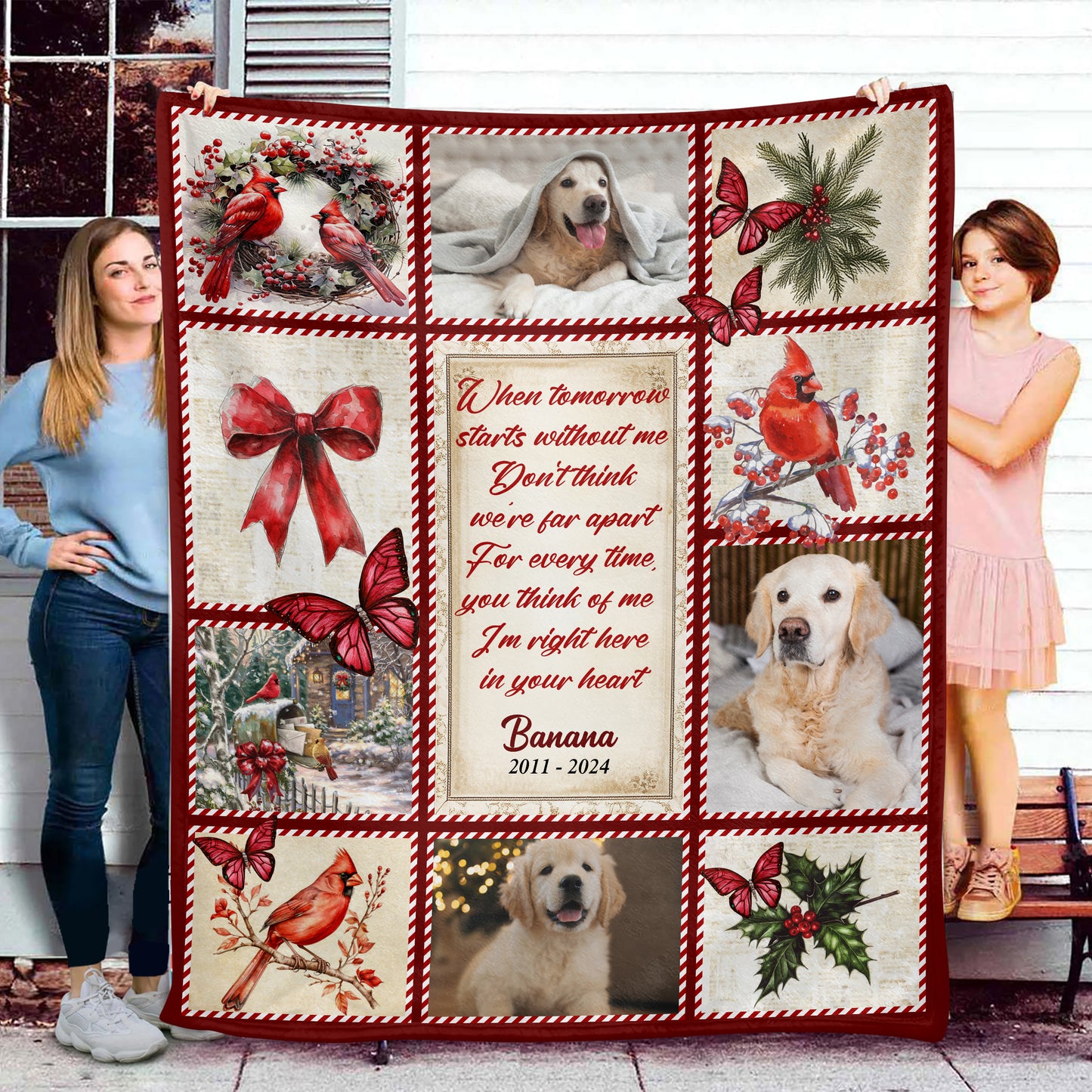 When Tomorrow Starts Without Me Christmas Photo Blanket Memorial - Remembrance Gift - Memorial Personalized Custom Blanket - Christmas Gift, Sympathy Gift