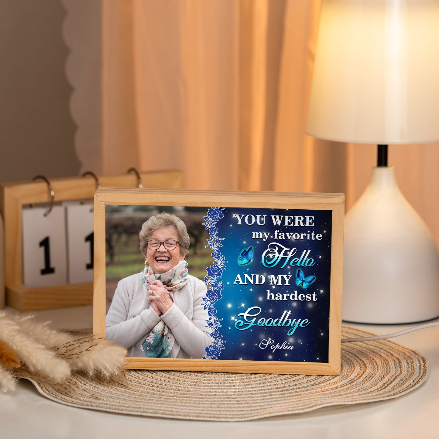 My Favorite Hello - Memorial Sympathy Gift, Personalized Luminous Frame Light Box, LED Night Light