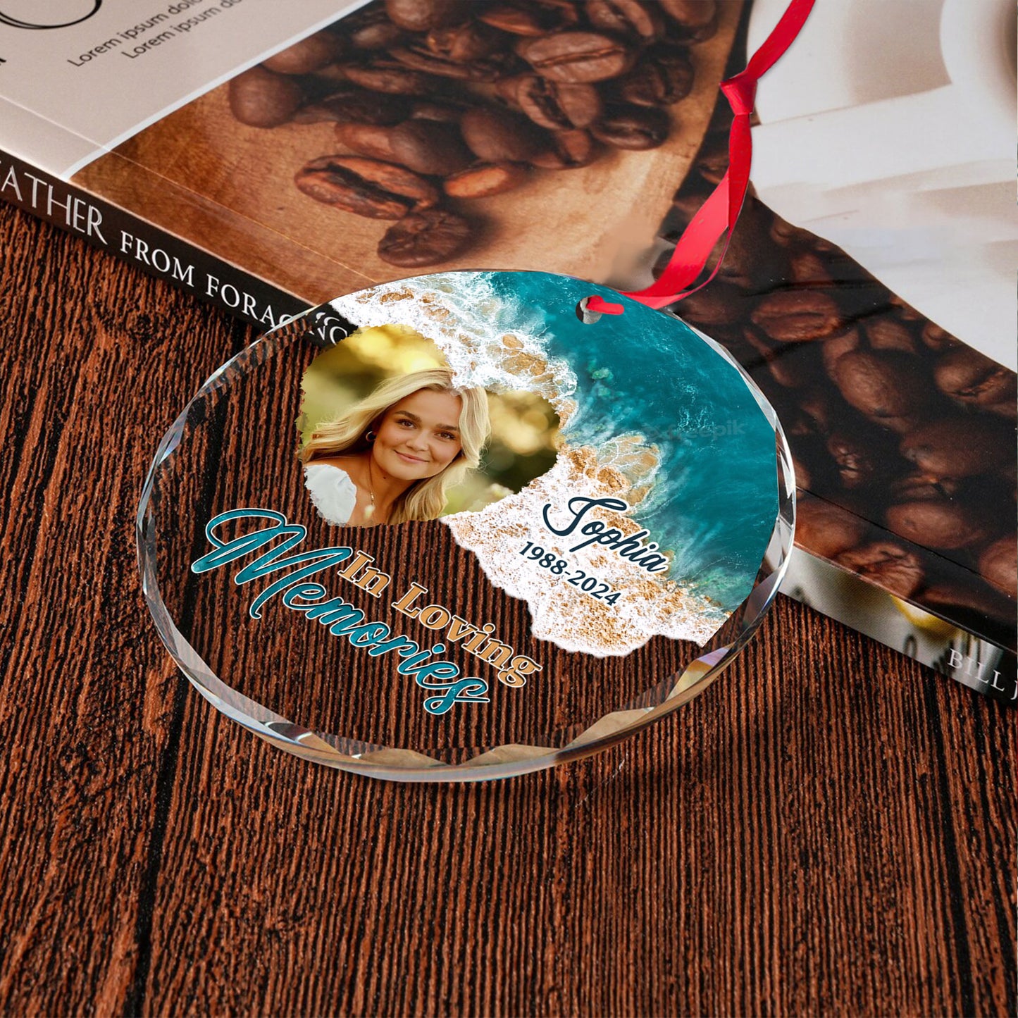 In Loving Memories Beach Keepsake - Personalized Custom Glass Ornament - Memorial Ornament Gift