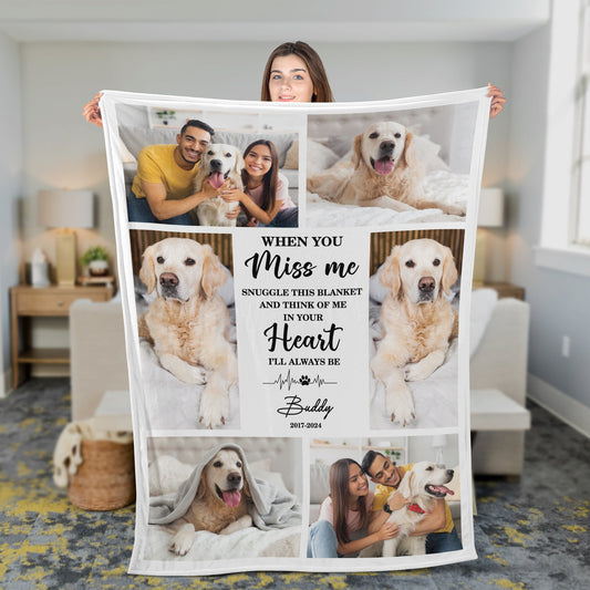 Snuggle This Blanket and Think Of Me - Memorial Personalized Custom Blanket - Christmas Gift, Sympathy Gift For Pet Owners, Pet Lovers