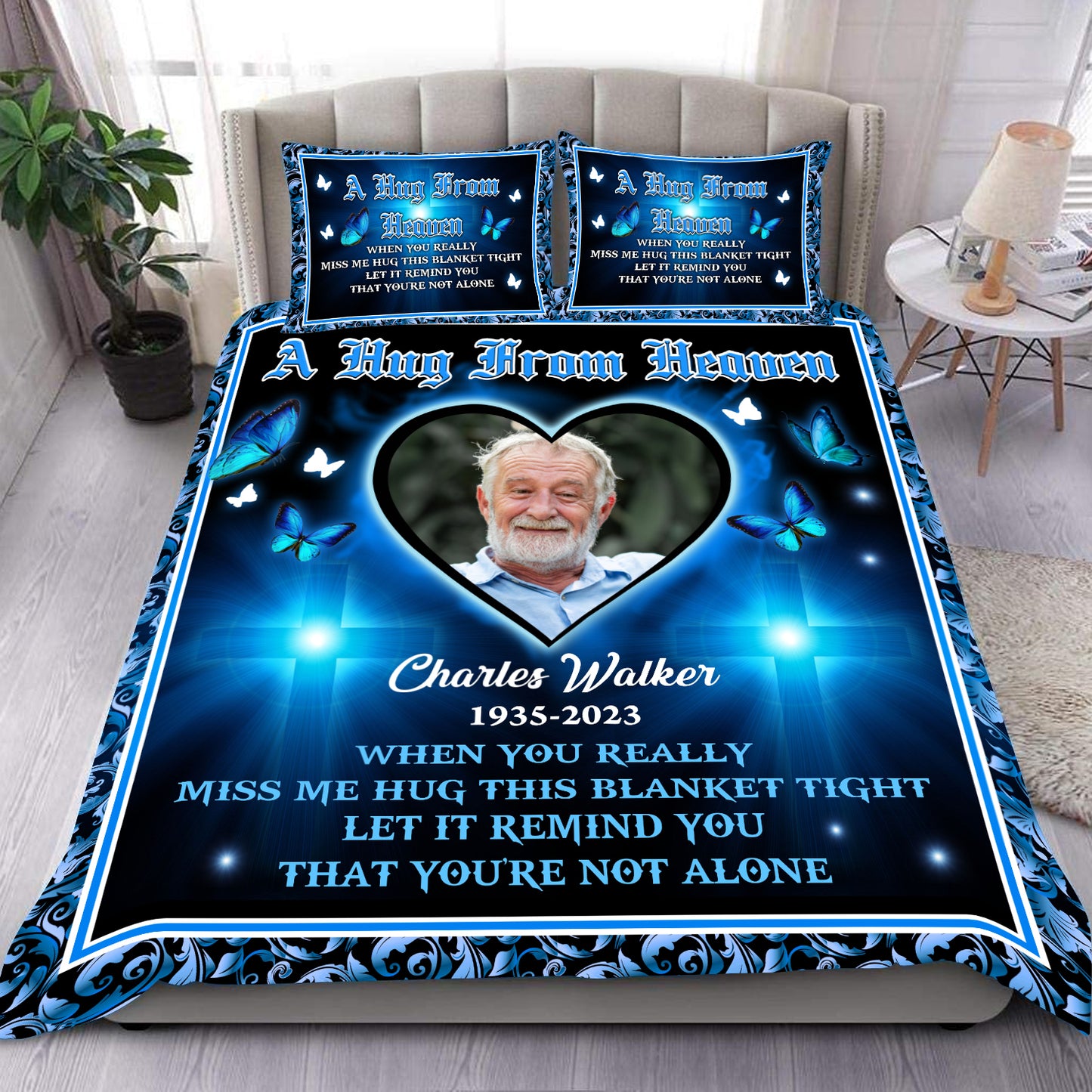 Let It Remind You Sending You My Love And Hug You Day and Night - Memorial Personalized Custom Bedding Set - Christmas Gift, Sympathy Gift