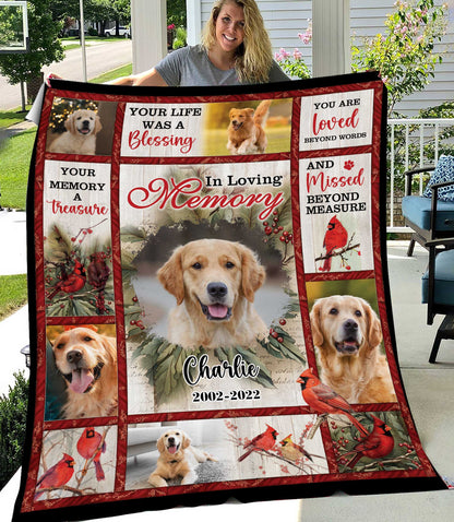 In Loving Memories You Left Pawprint On My Heart Memories Blanket Memorial - Remembrance Gift - Memorial Personalized Custom Blanket - Christmas Gift, Sympathy Gift