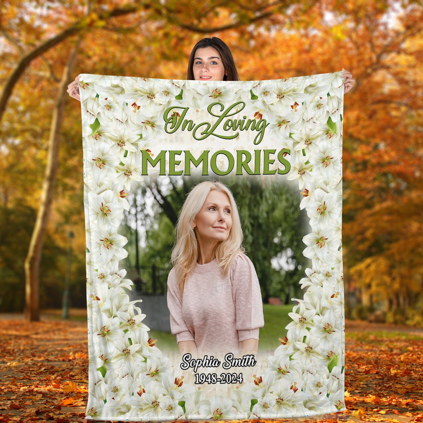 Flower Of Love And Hug Blanket Memorial - Remembrance Gift - Memorial Personalized Custom Blanket - Christmas Gift, Sympathy Gift