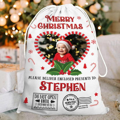 Special Delivery Candy Frame Christmas Bag Custom Photo - Christmas Family Gift - Personalized Christmas Sack - Custom Christmas Bag