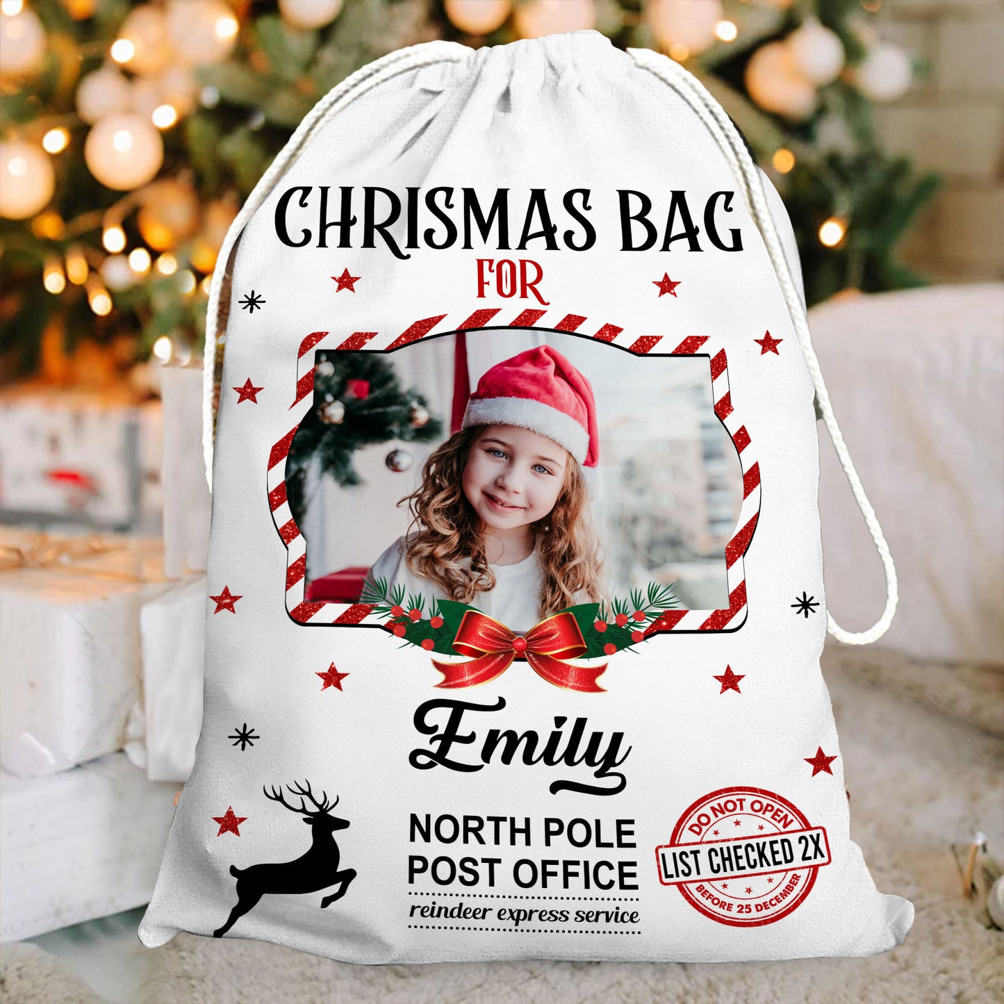 Special Christmas Bag Custom Photo - Christmas Family Gift - Personalized Christmas Sack - Custom Christmas Bag