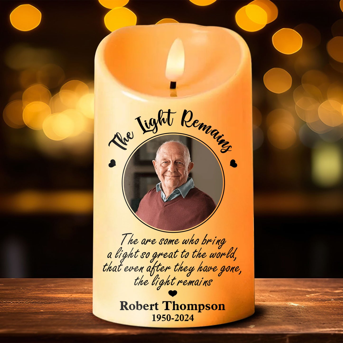 Custom Photo Memorial The Light Remains - Personalized Flameless LED Candle