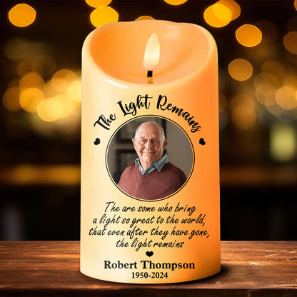 Custom Photo Memorial The Light Remains - Personalized Flameless LED Candle