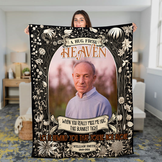 A Hug From Heaven Custom Your Photo - Memorial Personalized Custom Blanket - Christmas Gift, Sympathy Gift