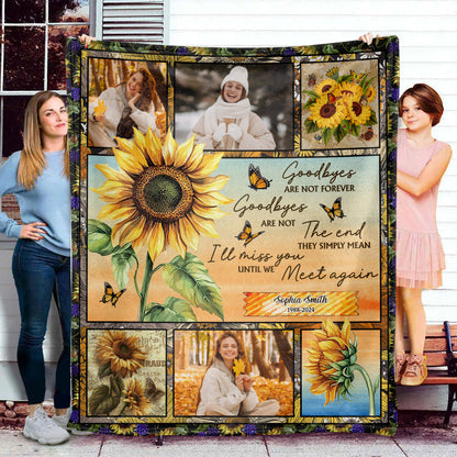 Custom Sunflower When You Miss Me Memories Blanket Memorial - Remembrance Gift - Memorial Personalized Custom Blanket - Christmas Gift, Sympathy Gift