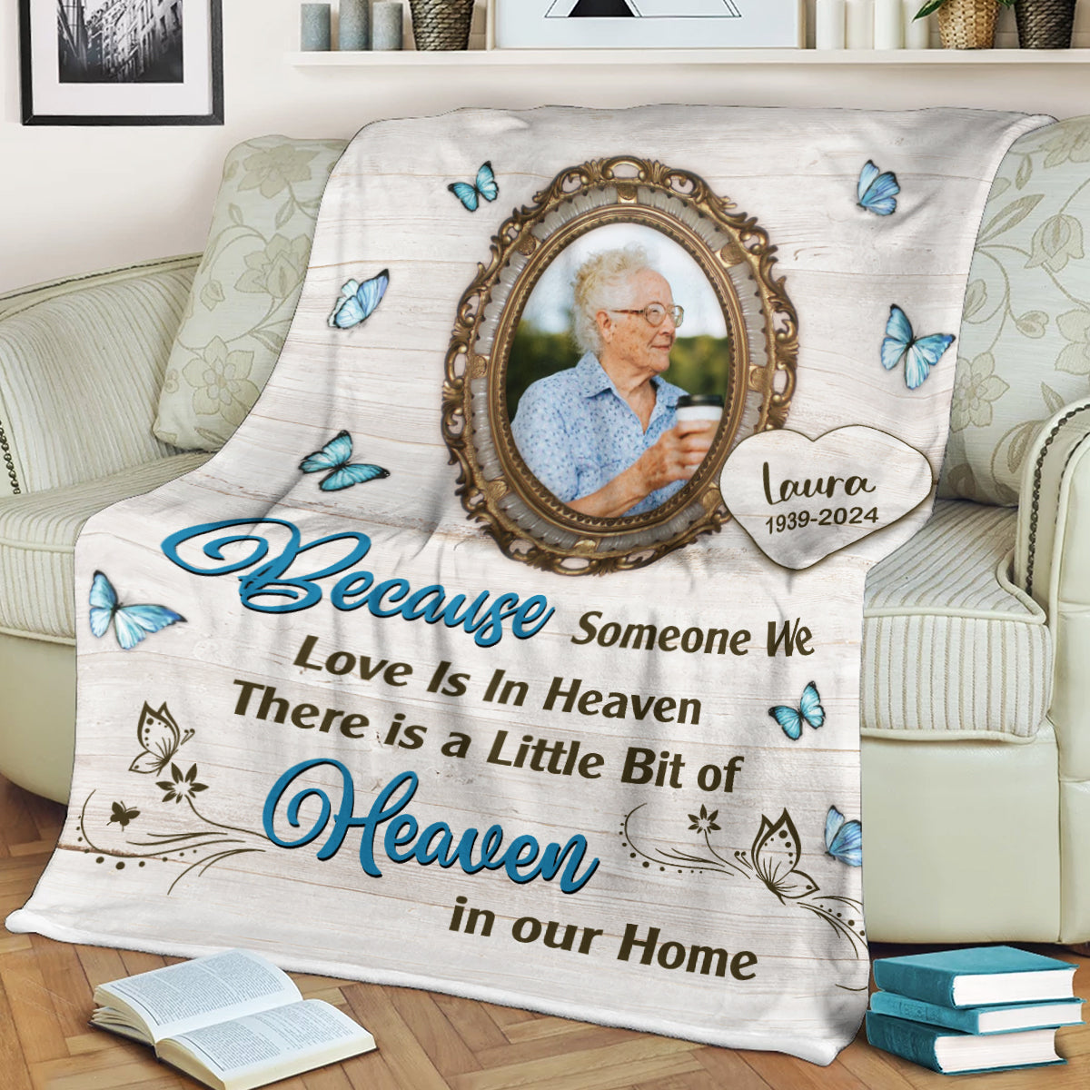 Heaven In Our Home Blanket Memorial - Remembrance Gift - Memorial Personalized Custom Blanket - Christmas Gift, Sympathy Gift