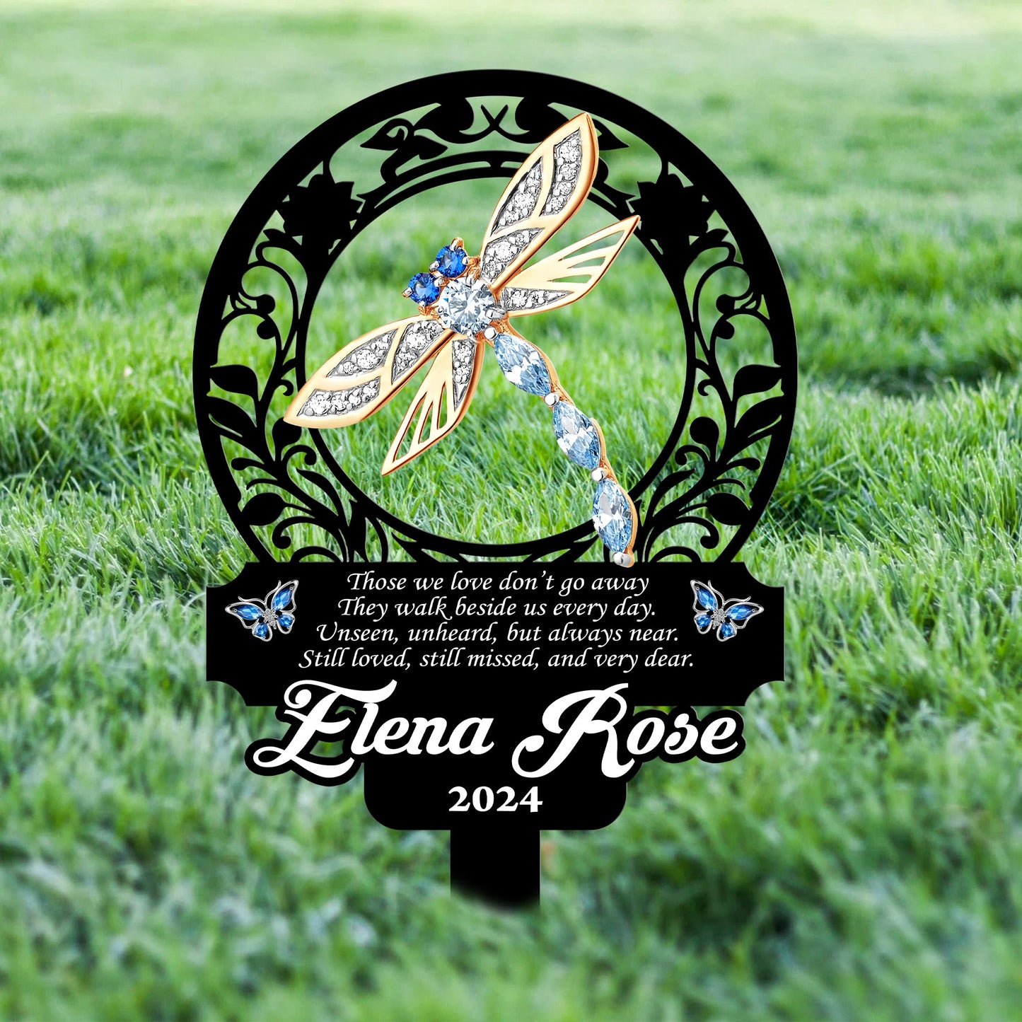 Personalized Memorial Stake Metal, Butterfly Memorial Stake - Remembrance Stake, Sympathy Gift - Memorial Personalized Custom Acrylic Garden Stake