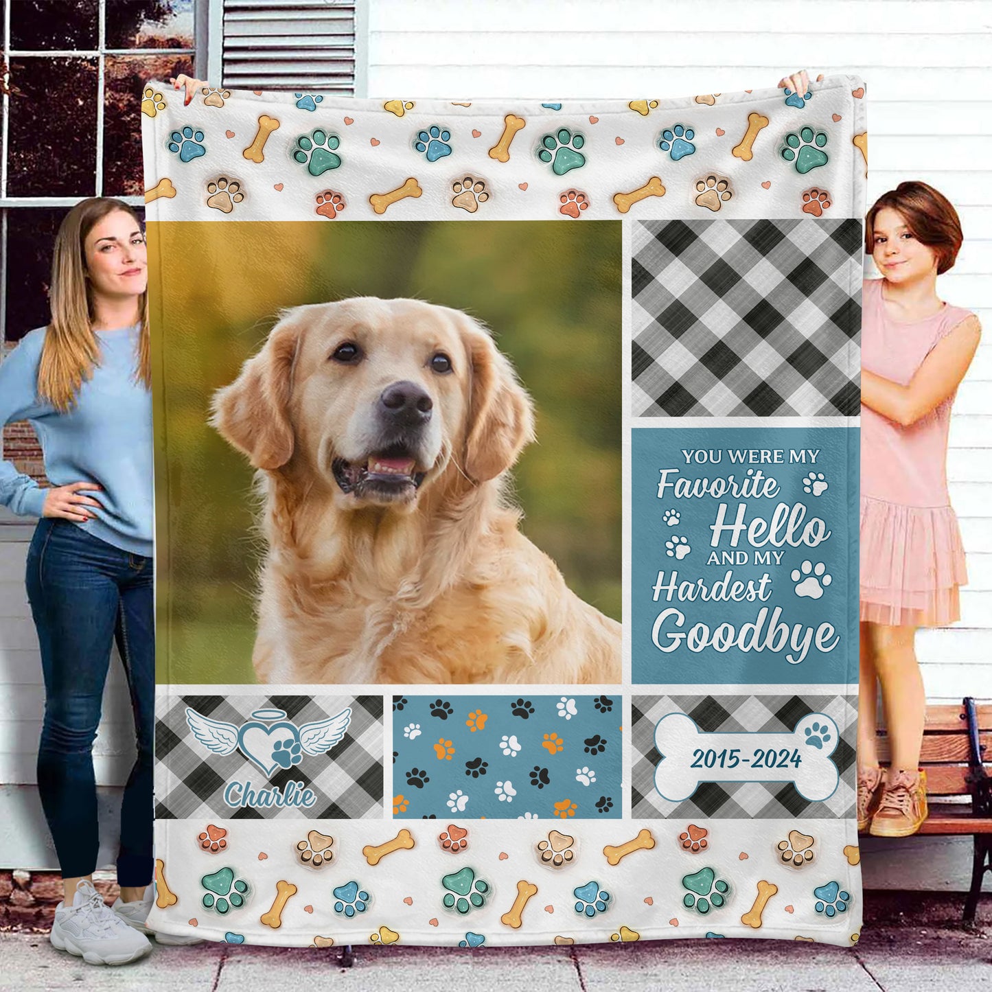 Hello From Heaven Custom Pet Photo - Memorial Dog Lover Personalized Custom Blanket - Christmas Gift, Sympathy Gift