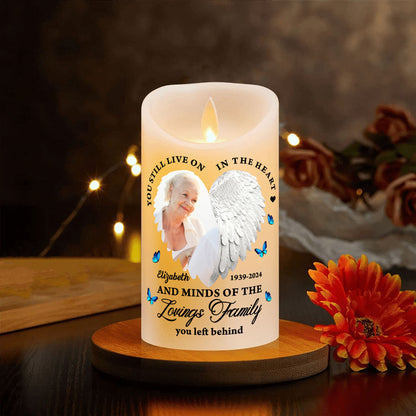 Custom Photo Memorial You Still Live In Our Hearts - Personalized Flameless LED Candle