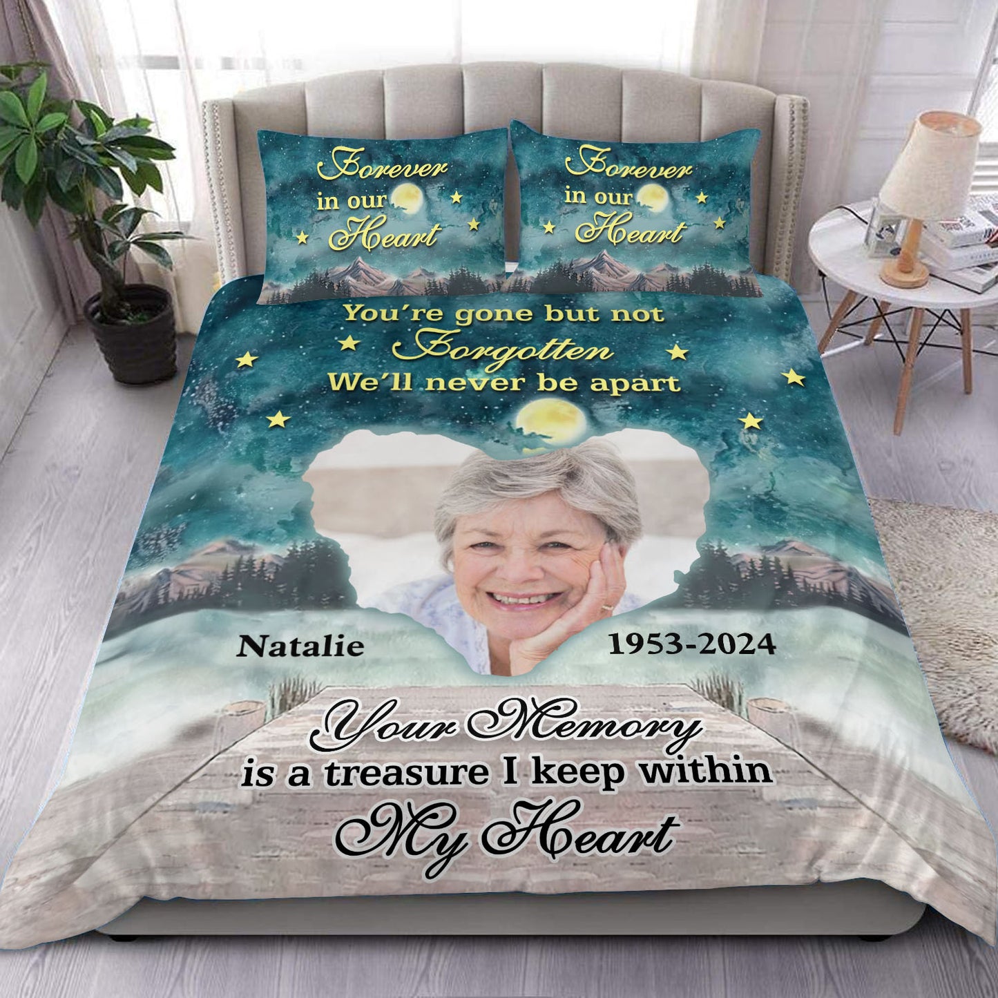 Gone But Never Forgotten  - Memorial Personalized Custom Bedding Set - Christmas Gift, Sympathy Gift