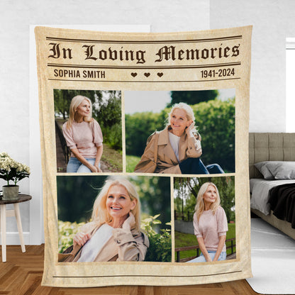 Personalized Picture Blanket Newspaper Design Style Blanket Memorial - Remembrance Gift - Memorial Personalized Custom Blanket - Christmas Gift, Sympathy Gift