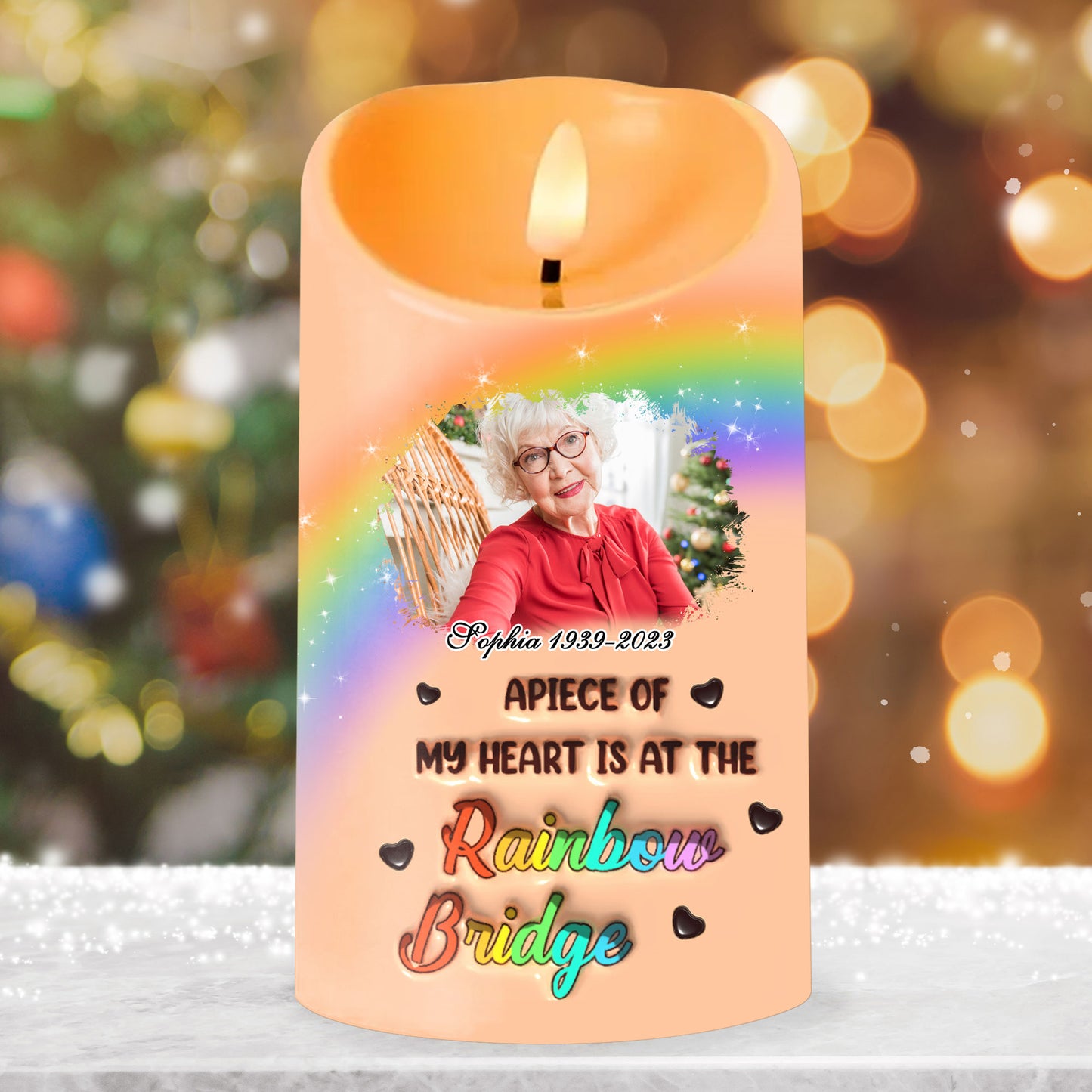 I Wish The Rainbow Bridge Had Visiting Hours Custom Photo Memorial - Personalized Flameless LED Candle