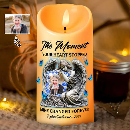 Custom Photo Memorial The Moments Your Heart Stopped - Personalized Flameless LED Candle