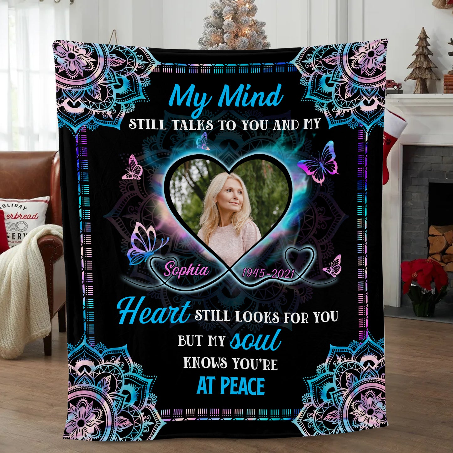 You Are At Peace Christmas Photo Blanket Memorial - Remembrance Gift - Memorial Personalized Custom Blanket - Christmas Gift, Sympathy Gift