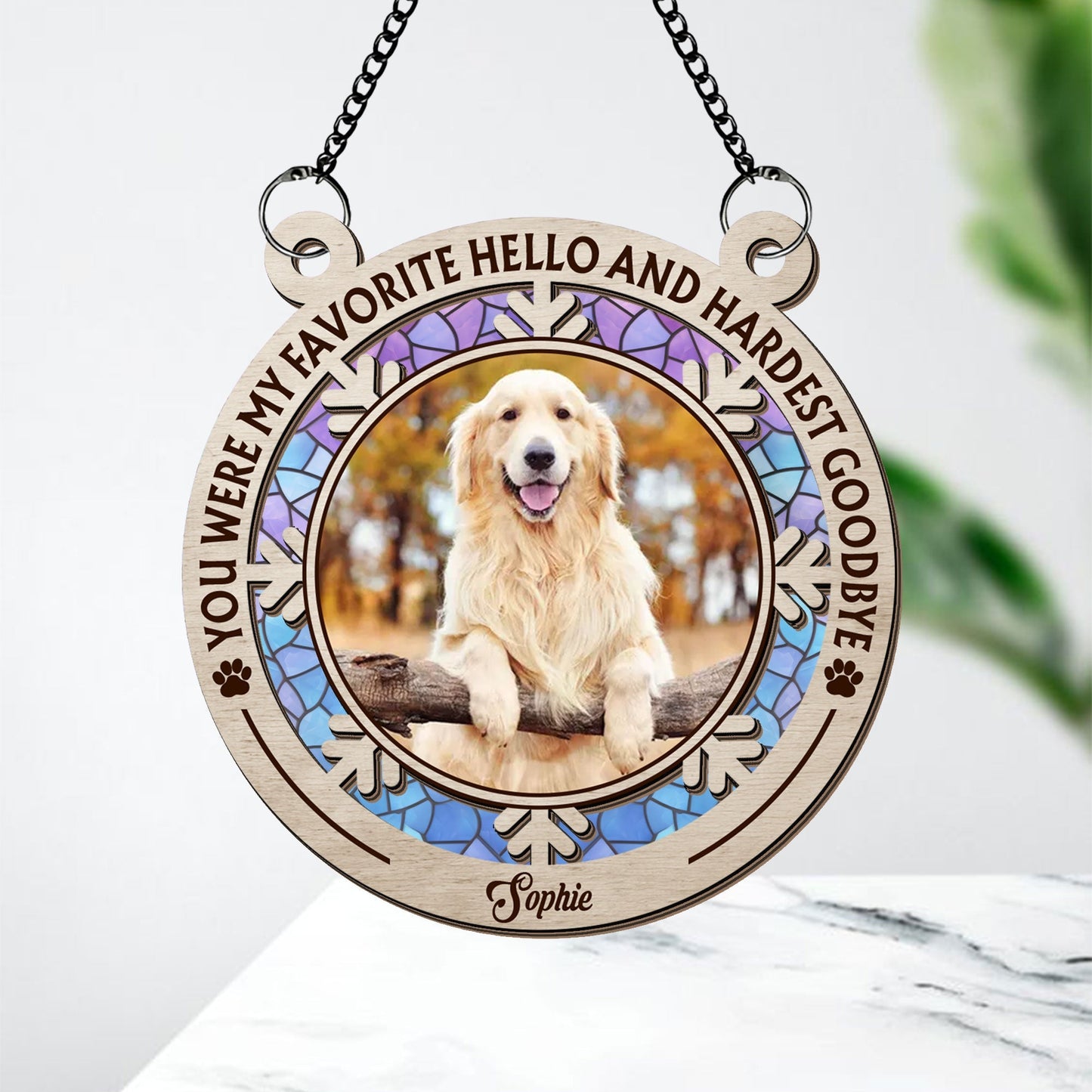 You Were My Hardest Goodbye - Memorial Hanging Door Suncatcher - Dog Memorial - Personalized Custom Shape Window Hanging Suncatcher