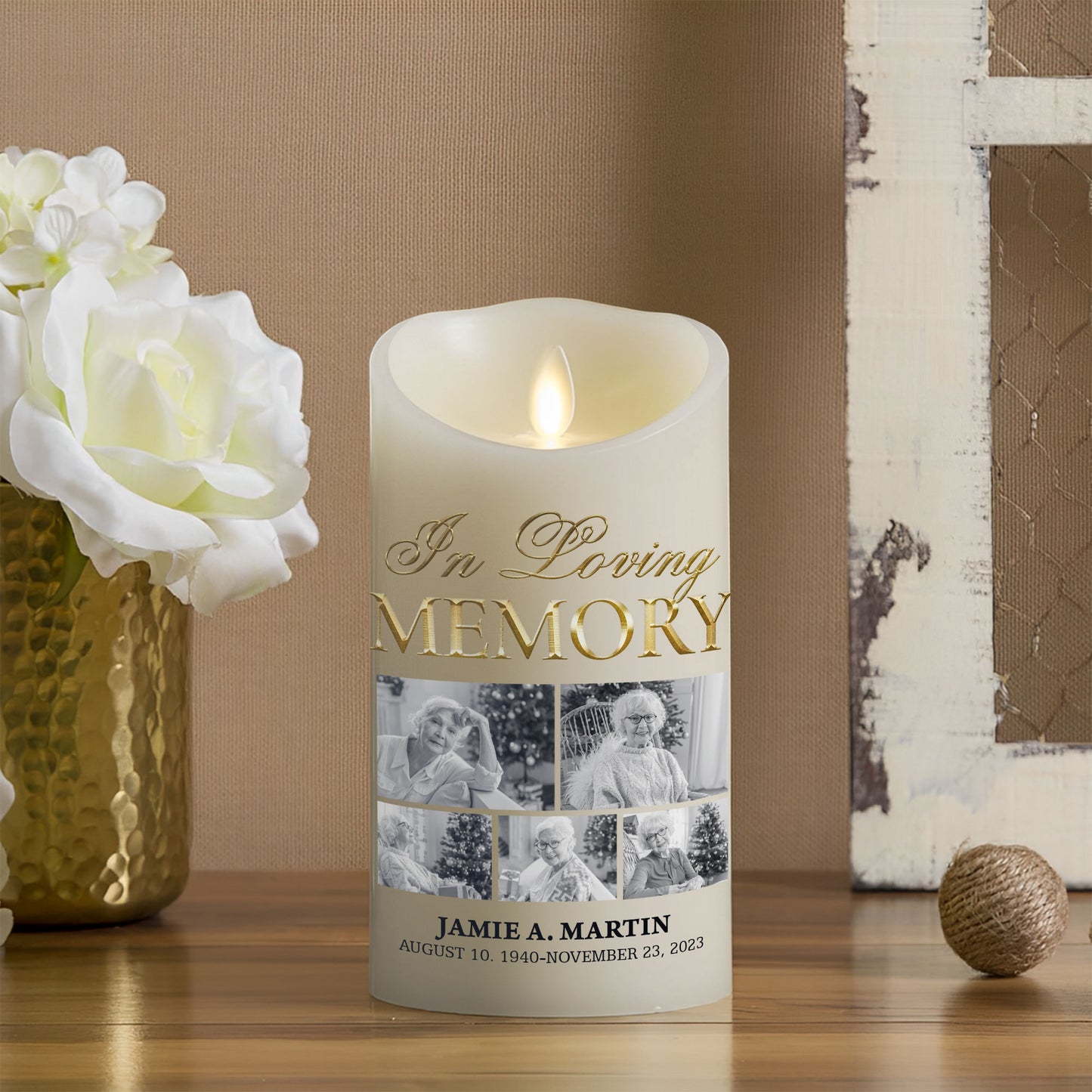 In Loving Memorial Custom Photo Memorial - Personalized Flameless LED Candle