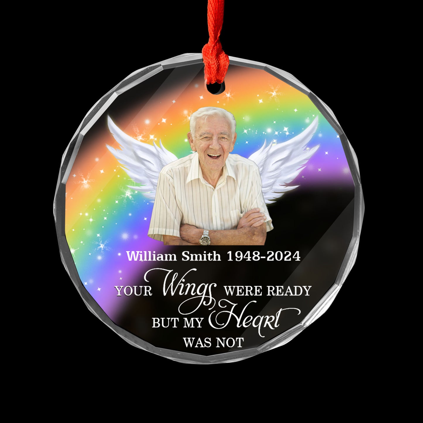 Rainbow Bridge - Personalized Custom Glass Ornament - Memorial Ornament Gift