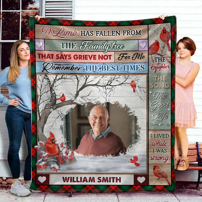 A Limb Has Fallen From The Family Tree Christmas Photo Blanket Memorial - Remembrance Gift - Memorial Personalized Custom Blanket - Christmas Gift, Sympathy Gift