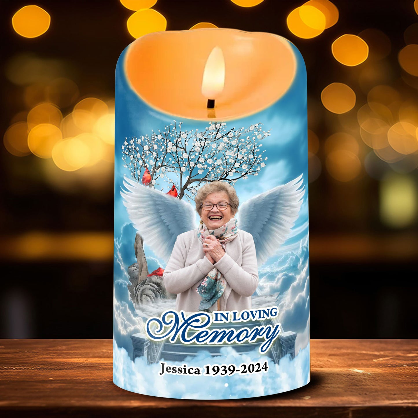 Your Life Was A Blessing Custom Photo Memorial - Personalized Flameless LED Candle