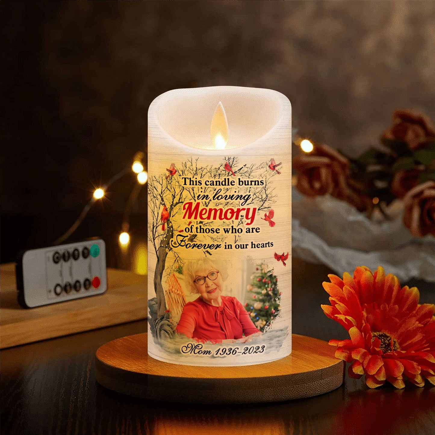 Candle Burns Your Life Was A Blessing Custom Photo Memorial - Personalized Flameless LED Candle