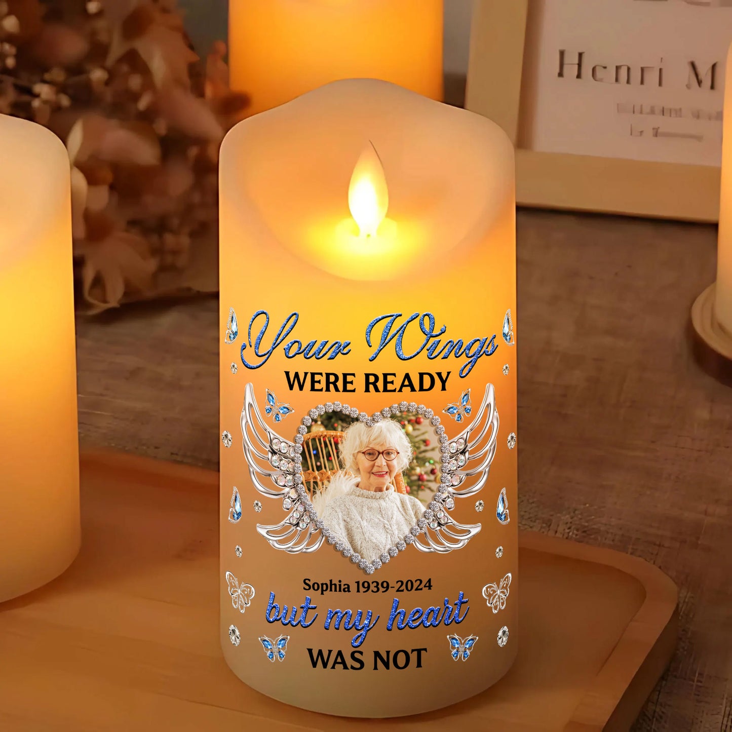 Your Wings Were Ready But My Heart Was Not - Personalized Flameless LED Candle